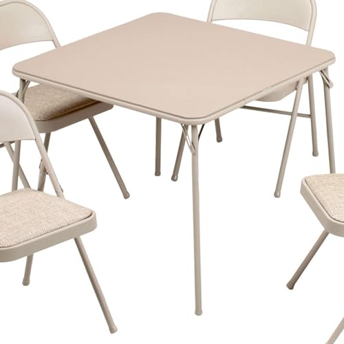 MECO Sudden Comfort 5 Piece 34 x 34 Inch Square Folding Dining Card Table with 4 Padded Folding Chairs Furniture Set for G...