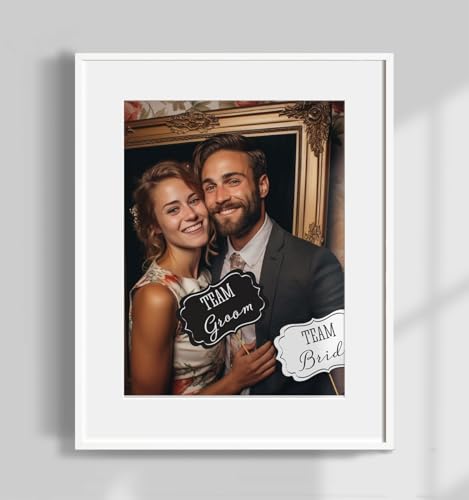 Wedding Photobooth Props Kit, Engagement Photo Booth Accessories with Wooden Dowels for Bridal Shower Wedding Favour Party...