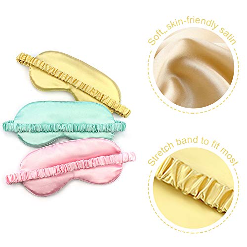 EleCharm Silk Satin Eye Mask Color Assorted 6-Pack Smooth Sleeping Mask Eye Shade