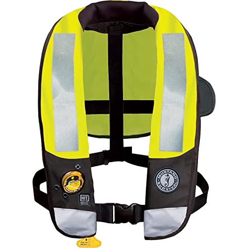 MUSTANG SURVIVAL - High Visibility HIT Inflatable PFD Hydrostatic (Fluorescent Green - One Size) - USCG Approved, 38lbs of...