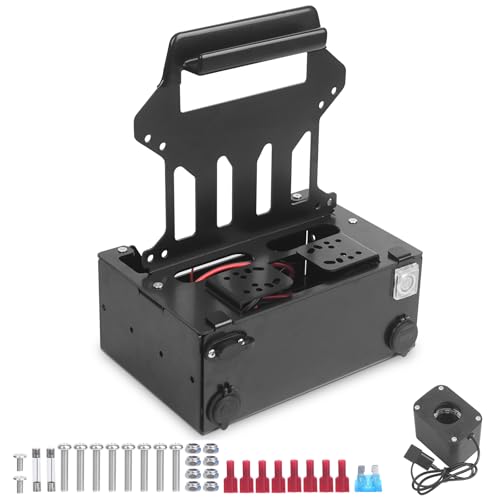Haoguo Portable Ice Fishing Power Station Mount with Battery Compartment, Dual USB Ports, 12V Car Socket, SAE & Blade Conn...