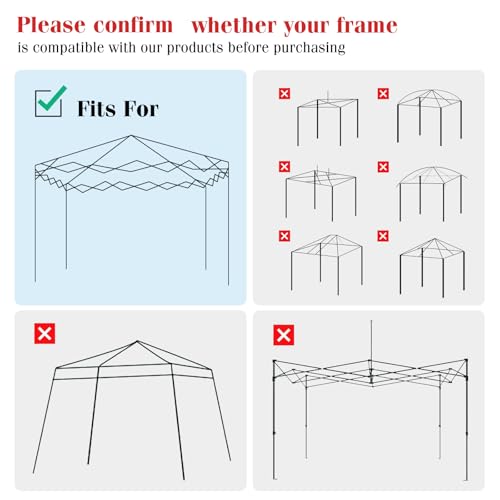 10×10 Canopy Replacement Top, Pop Up Canopy Replacement Tent Cover for Straight Leg Frame, Waterproof Canopy Top Cover for...