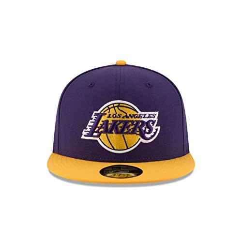 New Era LA Los Angeles Lakers 9FIFTY Team Shadow Snapback Cap, Adjustable Hat Purple Gold