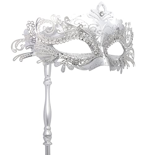 Coddsmz Masquerade Mask with Stick Venetian Mask Mardi Gras Decorations for Womens Halloween Costume Mask