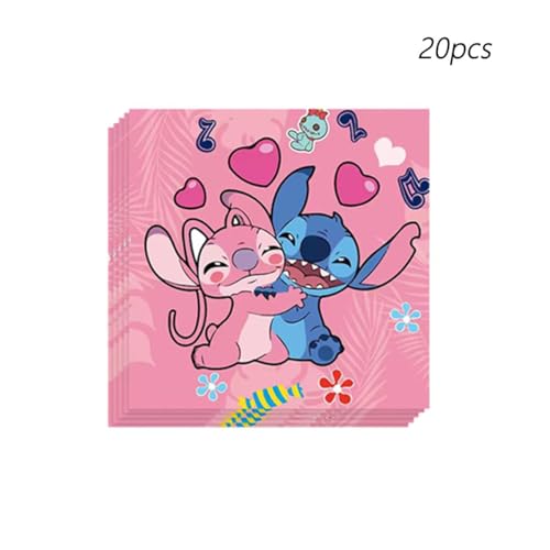 88Pcs pink Stitch Party supplies, including banners, plates, paper cups, tissues, pendant decorations, perfect for Stitch ...