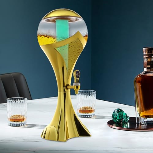 3L Wine Dispenser with LED Lights & Ice Tube,Elegant Glass Beverage Dispenser for Parties, 101oz Clear Sphere Drink Server...