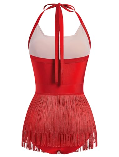 Rhinestone Fringe Bodysuit Women Tassel Latin Jazz Dance Costume Leotard Trapeze Artist Acrobat Costume Festival Rave Outfits