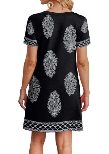 WIHOLL Dresses for Women Casual Summer Loose T Shirt Dress with Pockets Beach Vacation Outfits S-4XL