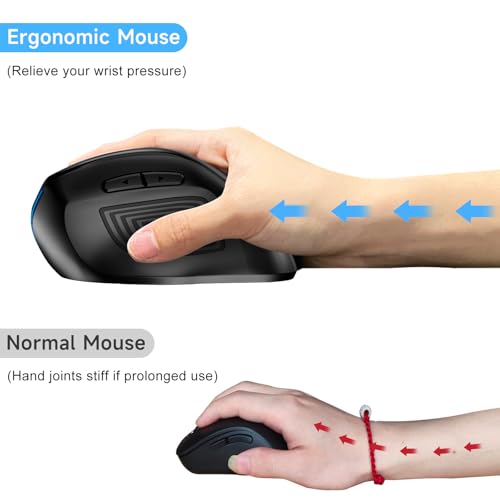 memzuoix Ergonomic Mouse Wireless,2.4G Optical Cordless Mice with 800/1200/1600 DPI,Vertical Computer Wireless Mouse for L...