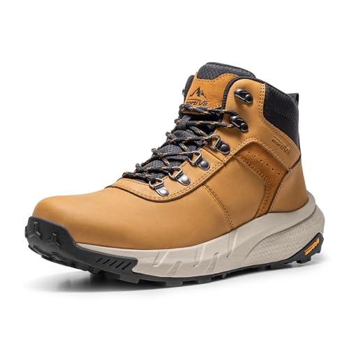 NORTIV 8 Men's Waterproof Hiking Boots Lightweight Outdoor Mid Trekking Leather Shoes DriftShield
