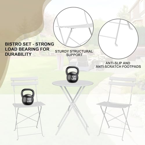 3-Piece Outdoor Folding Table and Chairs, Weather Resistant Conversation Sets of 2, Space Saving Patio Furniture for Backy...