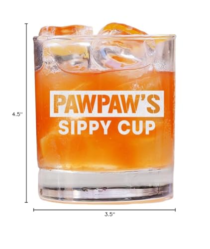 AcevedoDesign Pawpaw's Sippy Cup Engraved Whiskey Glass - Pawpaw Whiskey Glass - Father's Day Gift - Pawpaw Sippy Cup - Pregnancy Announcement Gift - Birthday Gift - New Grandparents Gift