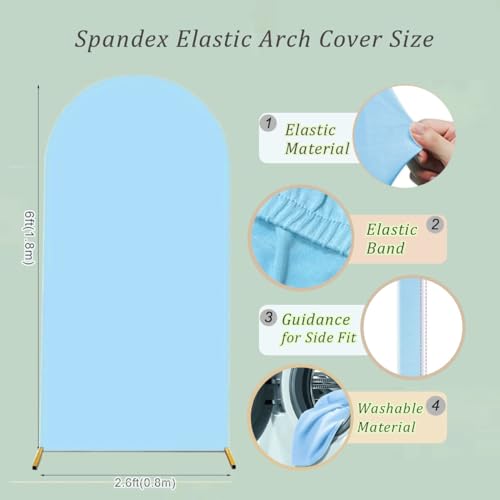 Albassa Arch Backdrop Cover 2-Sided Spandex Wedding Arch Covers Fitted Round Top Chiara Backdrop Stand Cover for Baby Show...