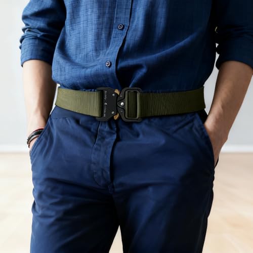 Tactical Belt-1.5" Nylon Web Work Belt for Military & Hiking with Heavy Duty Quick Release Buckle,Valentine Gift for Men