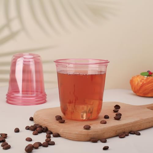 100pcs 12oz Disposable Stemless Glasses,PET Disposable Drinking Cups,Cold Party Clear Plastic Wine Glasses for Parties Bir...