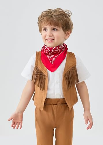 LXKIKMM Western Cowboy Style Costume Kids' Vest & Bandana Set
