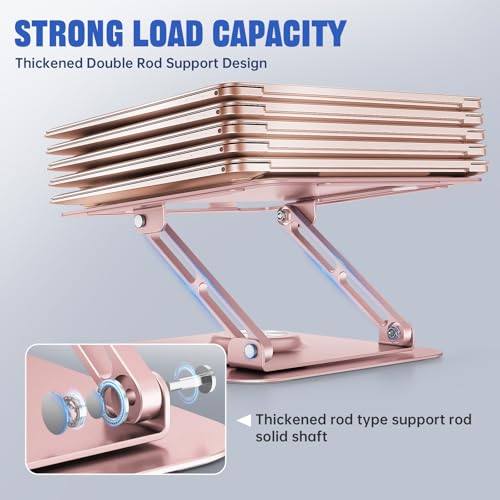 JOYEKY Laptop Stand for Desk, Adjustable Computer Stand with 360° Rotating Base, Ergonomic Laptop Riser for Collaborative ...