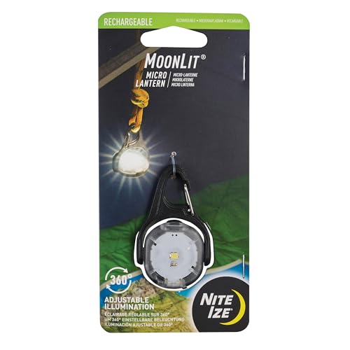 Nite Ize Moonlit Rechargeable Micro Lantern - Portable Mini Lantern for Camping Accessories & Hiking Gear - Features Carab...