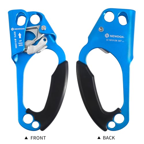 NewDoar UIAA & CE Certified Hand Ascender Rock Climbing Tree Arborist Rappelling Gear Equipment Rope Clamp for 8~13MM Rope
