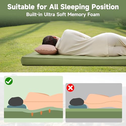 OUTSKIRT Camping Mattress, Self Inflating Sleeping Pad with Pump Sack, Foam Camping Pad for Sleeping, 4” Thickness Sleepin...