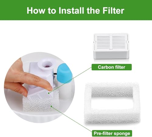 VinDox Pet Fountain Filters - 16 Carbon and 4 Foam Pre-Filters for Ceramic/Cupcake Pet Fountain