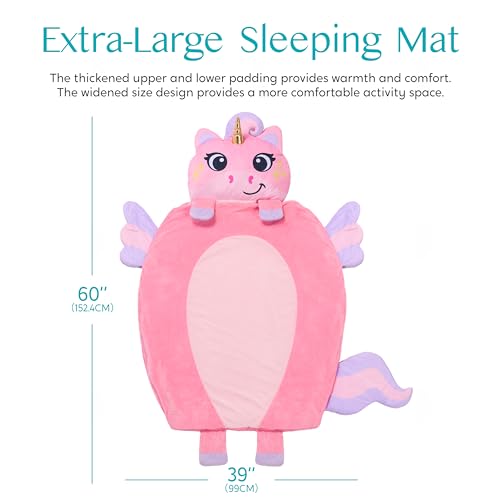 JOIEDOMI Kids Sleeping Bag 4 5 6 Year Old Girl Gifts Toddler Nap Mat with Pillow & Blanket 60" x 39" for Kids Ages 3+ Soft...
