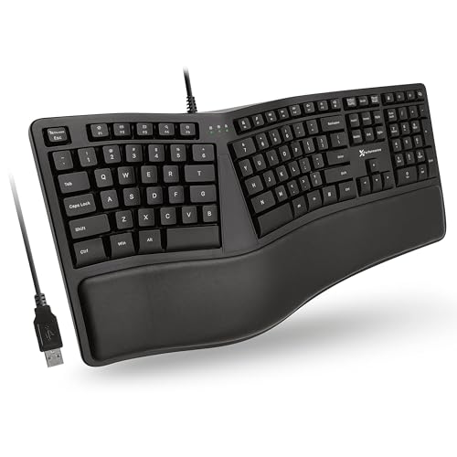 X9 Wired Ergonomic Keyboard with Cushioned Wrist Rest - Type Comfortably Longer - USB Wired Split Keyboard for Laptop, PC...