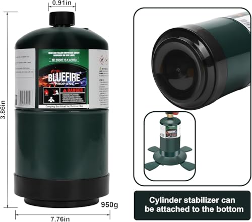 KOMAN BLUEFIRE 1lb Propane Tank Camping Propane Tank Pack of 4 Portable Canister Propane Gas Tank Small Propane Tanks for ...