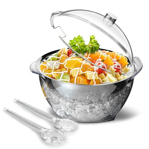 MHEOMTME MEHOEIME Large Ice Chill Salad Bowl with Lid, Iced Serving Bowl with Ice Chiller Base For Parties, Keep Food Cold...