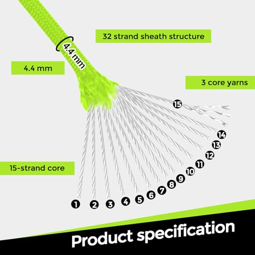 VITALUXE 1200lb Paracord Rope, 4.4mm 15 Triple Strands Paracord, Heavy Duty Tactical Parachute Cord for Survival Gear, Cam...