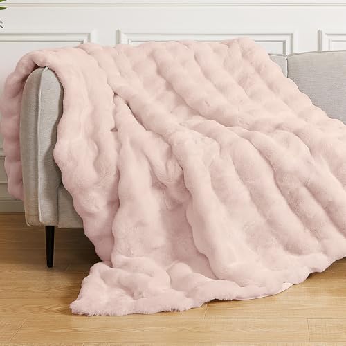 ORINOVA Pink Fluffy Blanket for Couch Living Room Faux Fur 50x60 Fuzzy Throw Blanket for Bed Soft Furry Bed Cozy Comforter...