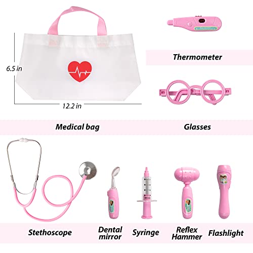 Phobby Kids Doctor Kit, 8 Pieces Toddlers Doctor Playset with Medical Storage Bag & Real Stethoscope, Pretend Play Doctor ...
