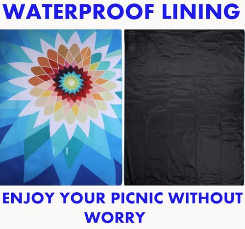 scuddles 60" x 80" Extra Large Outdoor Picnic Blanket – Waterproof, Foldable Travel Mat for Beach, Camping, Grass, Lawn, P...