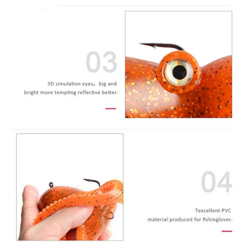 East Rain Artificial Octopus Swimbait with Skirt Tail Lingcod Rockfish Jigs for Saltwater Fishing Big Game (PVC,3.54/7.87/...