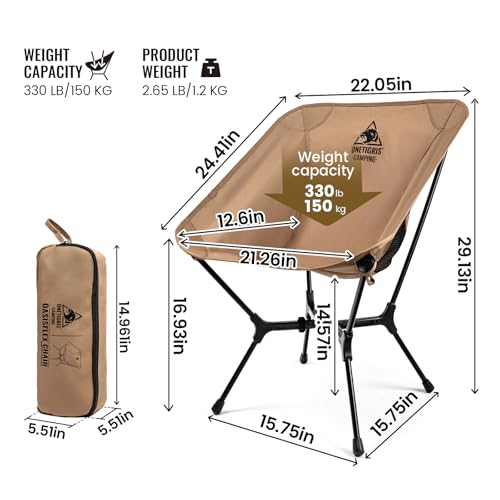 ONETIGRIS OasisFlex Camping Chair,Portable Chair with Carry Bag,Great for Camping,Beach,Picnic,Park,Lawn,Sports and Outdoo...