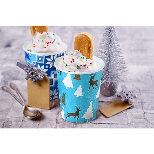 Jinei 200 Pcs Christmas Paper Cups 9 oz Paper Cup Snowflake Design Hot Beverage Cups Christmas Drinkware Party Supplies De...