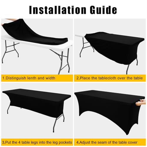 Smiry 2 Pack Spandex Table Cloth 6FT, Elastic Fitted Stretch Tablecloths, Washable and Wrinkle Free Rectangular Patio Tabl...