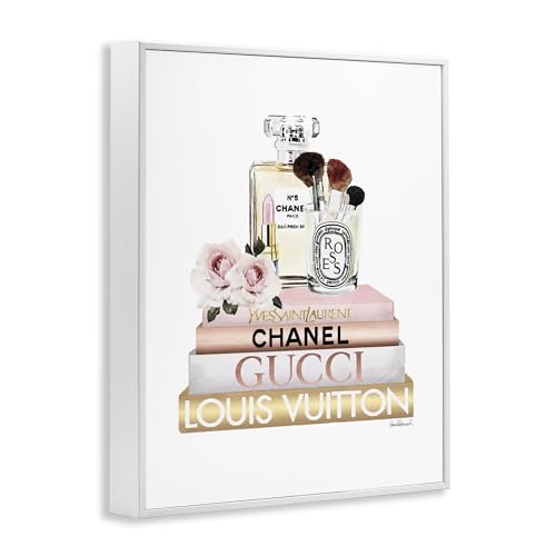 Stupell Industries Fashion Essentials with Iconic Glam Brands, Design by Amanda Greenwood White Framed Wall Art, 24x30