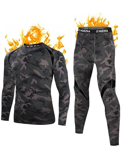Muezna Men's Thermal Top and Bottom Set Underwear Long Johns Base Layer with Soft Fleece Lined
