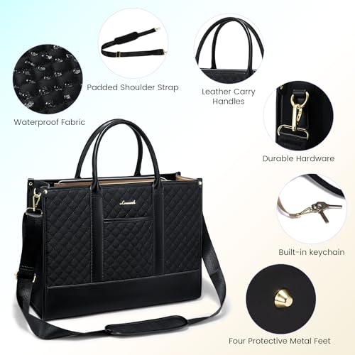 LOVEVOOK Laptop Bags for Women, 15.6 inch Waterproof Work Tote Bag with Clutch, Professional Teacher Computer Purse Lightw...