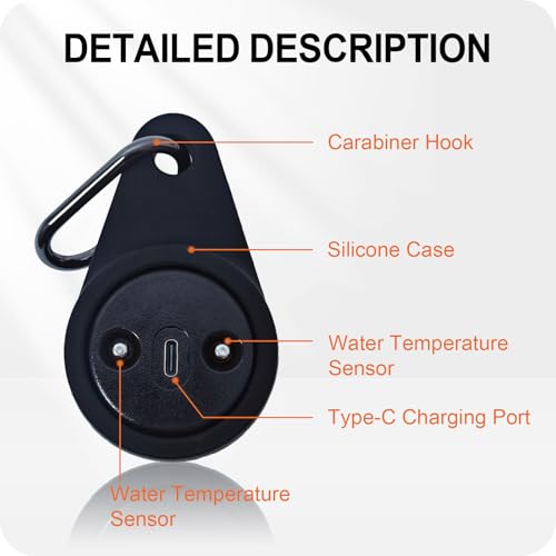 IFNCPF LED Fly Fishing Thermometer IPX7 Waterproof Water Temperature Stream Thermometer Lake Water Temperature Guage