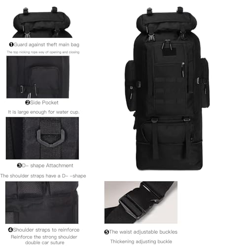 100L Hiking Backpack Men Large Waterproof Camping Backpack Lightweight Packable Backpacking Backpack Daypack Military Ruck...