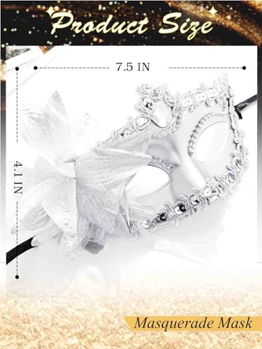 Yokawe Black Masquerade Mask for Women Flower Venetian Ball Masks Lace Mardi Gras Costume