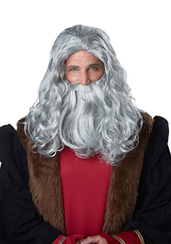 CaliCo, Renaissance Man Wig & Beard, Costume Wig Gray