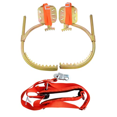 Qrenia Tree Climbing Spikes, Adjustable Non-Slip Pole Climbing Gear with Safety Harness, Electrician Wooden Pole Foot Buck...