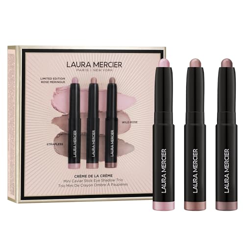 Laura Mercier Caviar Stick Cream Eyeshadow, Crème de la Crème Mini Caviar Stick Trio, 24HR Wear, Long Lasting, Rich Color,...