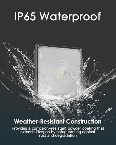 JC-LGL LED Canopy Lights, 40W, 5600LM, 5000K, 0-10V Dimmable, 120-277VAC, IP65 Waterproof, UL Listed, Commercial LED Canop...