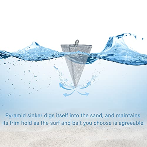 Pyramid Sinkers Fishing Weights, Saltwater Fishing Sinkers for Surf Fishing Gear Tackle - 1oz, 2oz, 3oz