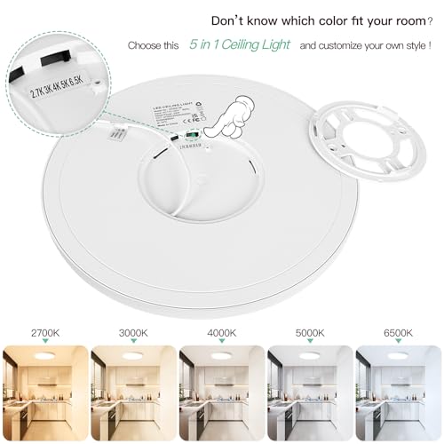 Brightever 4Pack LED Flush Mount Ceiling Light Fixture, 12 Inch 24W, Super Slim 0.67 Inch, 3200LM, Dimmable & 2700K-6500K ...