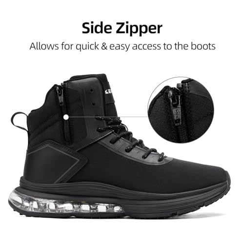 KEFUWU Military Tactical Boots Men Zip Waterproof Cushioned Shock Absorption Non Slip Breathable Durable Boots for Hiking ...